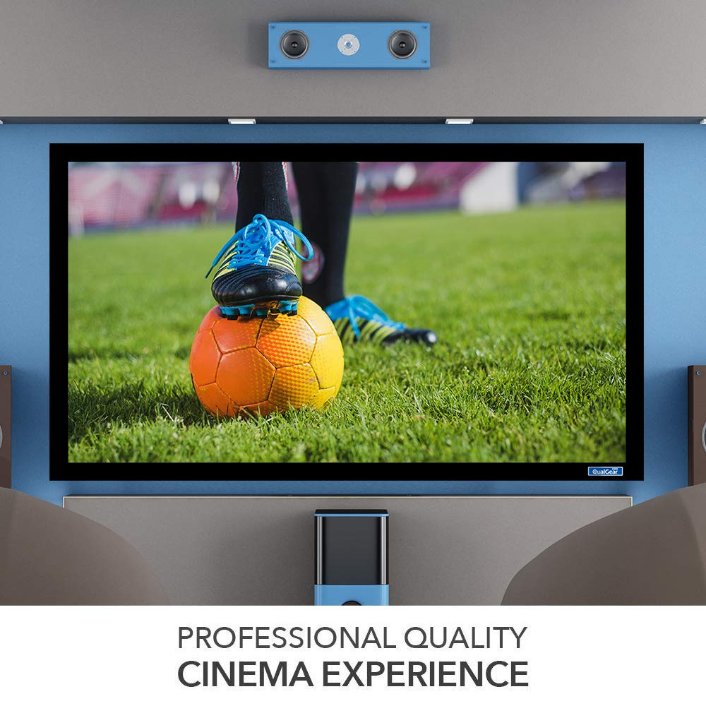 QualGear 120-In 16:9 Fixed Frame Projector Screen, 3D High Reflective Silver, 2.5 Gain, QG-PS-FF6-169-120-S