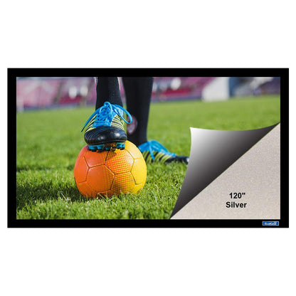 QualGear 120-In 16:9 Fixed Frame Projector Screen, 3D High Reflective Silver, 2.5 Gain, QG-PS-FF6-169-120-S