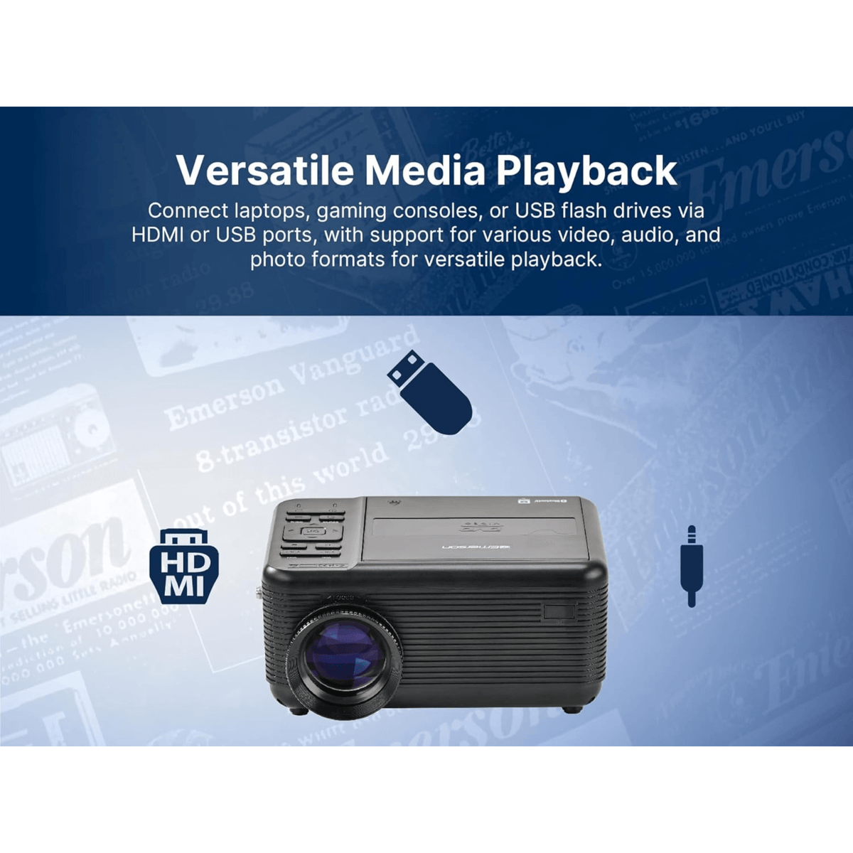 Emerson 120" Home Theater LCD Projector with Built-In TV Tuner and DVD Player