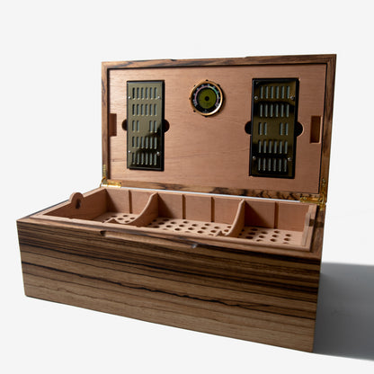 Cigar Humidor - Zebrawood with Spanish Cedar Lining - 80 Capacity