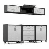 Garage Cabinet System | Heavy Duty Steel All-In-One Modular Garage Cabinet Set for Ultimate Workshop Organization | Easy Assembly Garage Storage Cabinets & Tool Bench