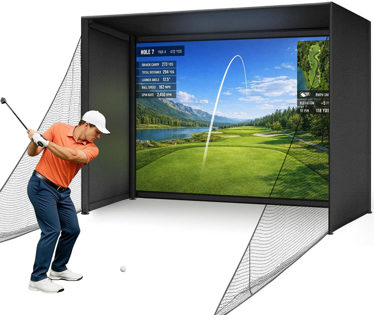 Golf Simulator Enclosure Kit 10 X 8 Ft with 4K-Ready Impact Screen — product view 3