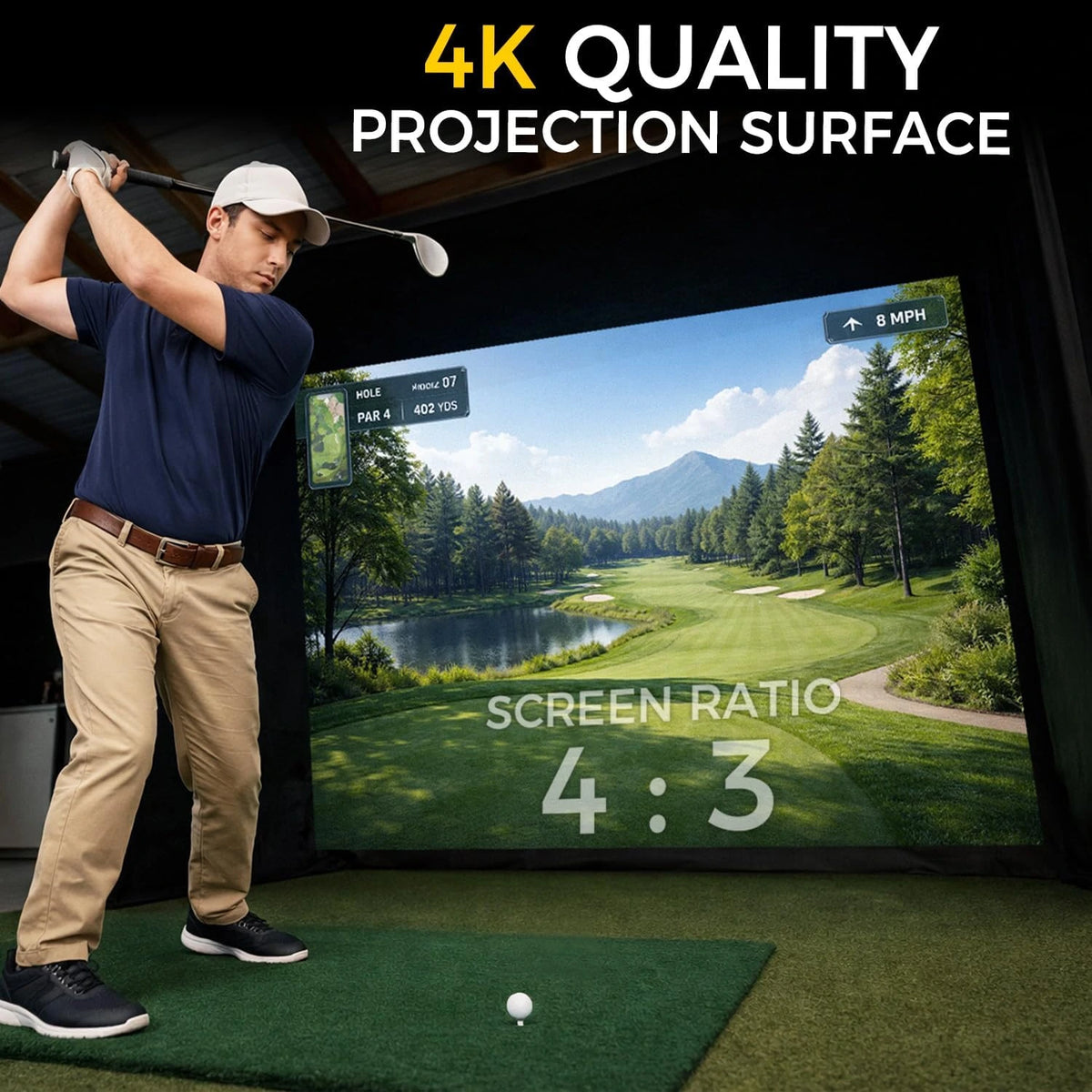 Golf Simulator Enclosure Kit 10 X 8 Ft with 4K-Ready Impact Screen — product view 6