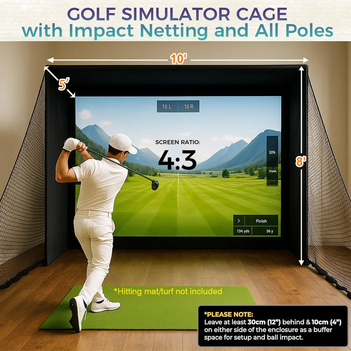 Golf Simulator Enclosure Kit 10 X 8 Ft with 4K-Ready Impact Screen — product view 9