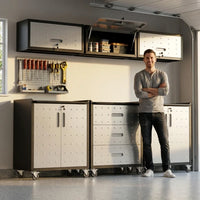 Garage Cabinet System | Heavy Duty Steel All-In-One Modular Garage Cabinet Set for Ultimate Workshop Organization | Easy Assembly Garage Storage Cabinets & Tool Bench — Lifestyle